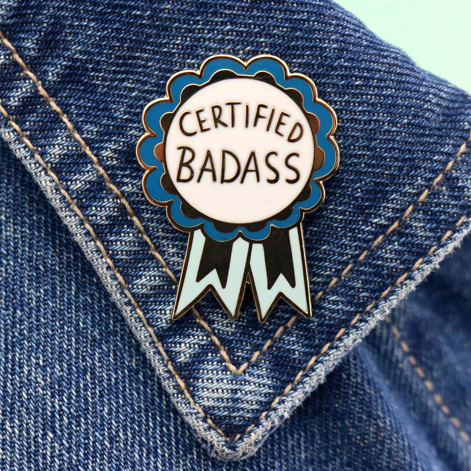Denim Lapel with Certified Badass Lapel Pin