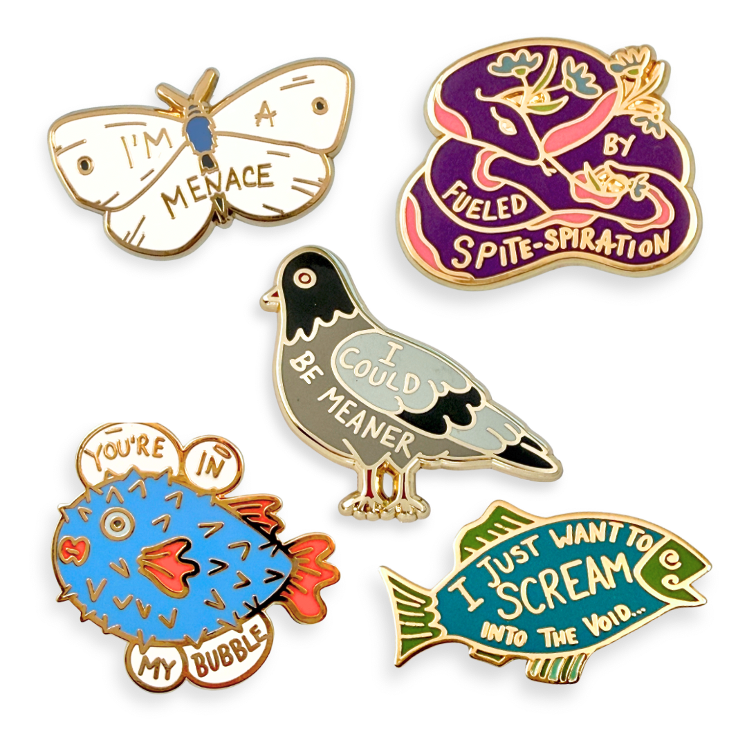 Snarky Creatures Lapel Pin Collection Bundle (4 x 5 designs)