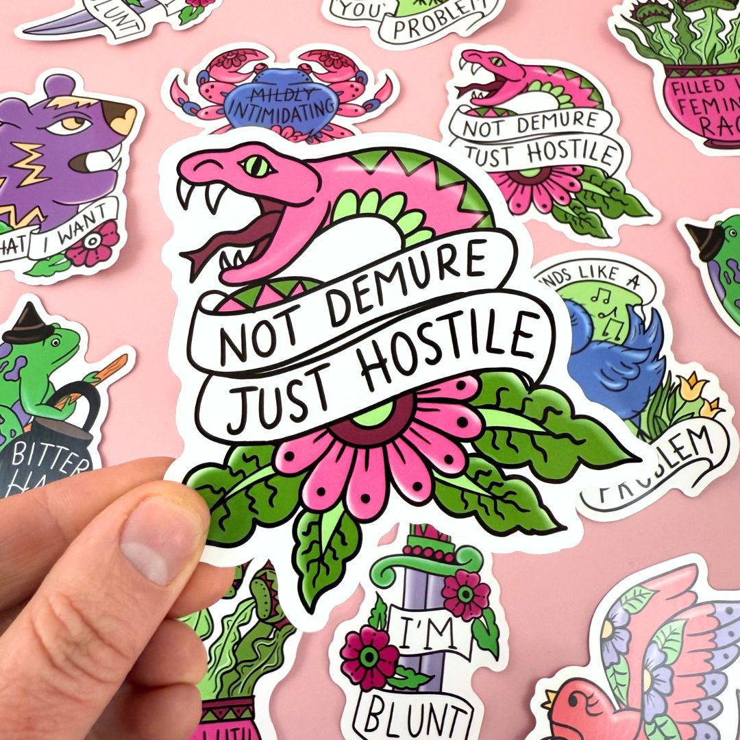 Not Demure Just Hostile Sticker
