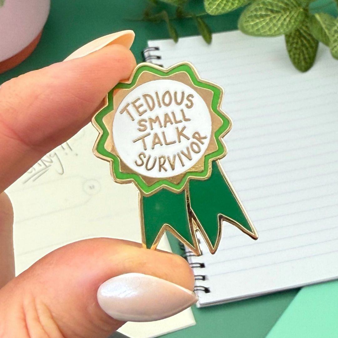 Tedious Small Talk Survivor Award Lapel Pin