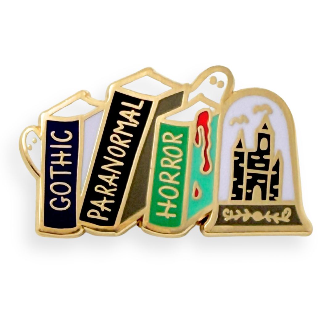 Gothic Paranormal Horror Book Stack Lapel Pin